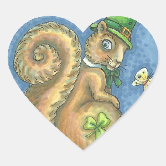 ST. PATRICK'S DAY IRISH SQUIRREL STICKER-VAART HART STICKER (Voorkant)