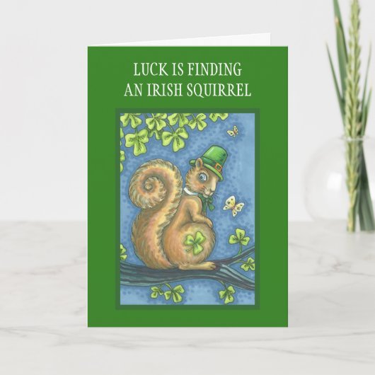 ST. PATRICKS DAY IRISH SQUIRREL WENSKAART Vers Kaart (Voorkant)