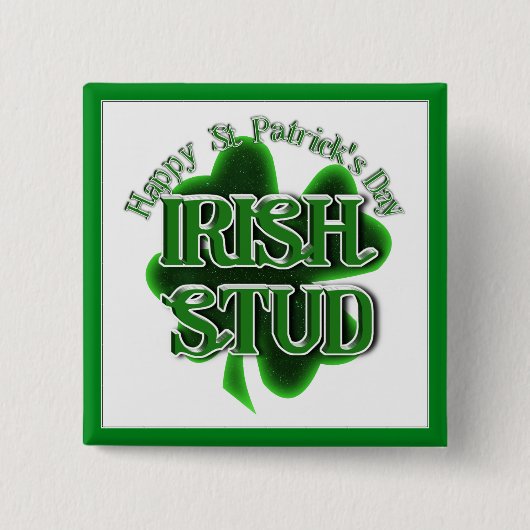 St. Patrick's Day Irish Stud Vierkante Button 5,1 Cm (Voorkant)