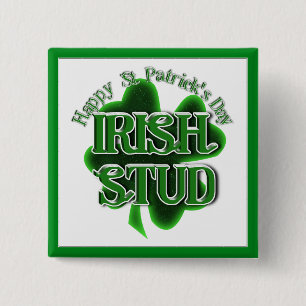 St. Patrick's Day Irish Stud Vierkante Button 5,1 Cm