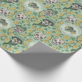 St Patrick's Day Irish Sugar Skull Custom Cadeaupapier (Hoek)