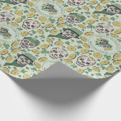 St Patrick's Day Irish Sugar Skull Custom Cadeaupapier (Hoek)
