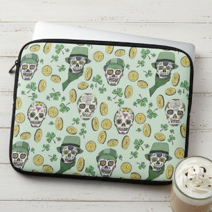 St Patrick's Day Irish Sugar Skull Custom Laptop Sleeve