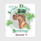 St. Patrick's Day Irish Terrier Vinyl Sticker (Vel)