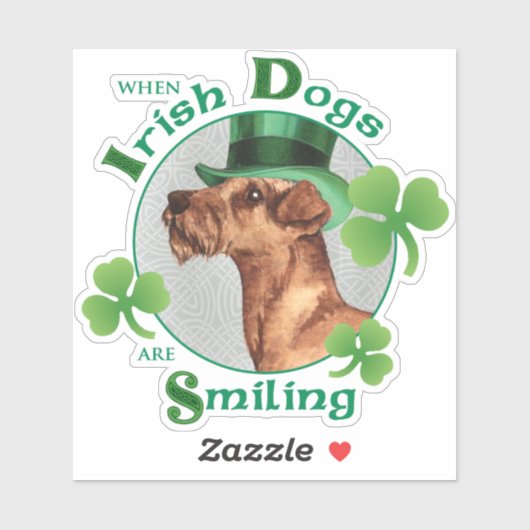 St. Patrick's Day Irish Terrier Vinyl Sticker (Vel)