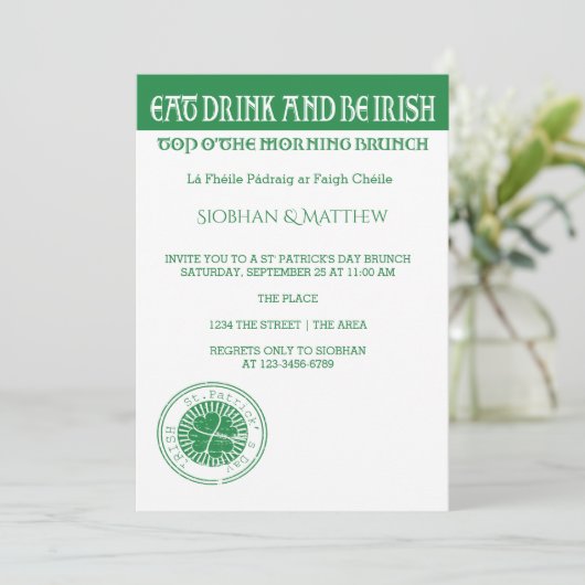St Patricks Day Irish Theren Morning Brunch Kaart (Staand voorkant)