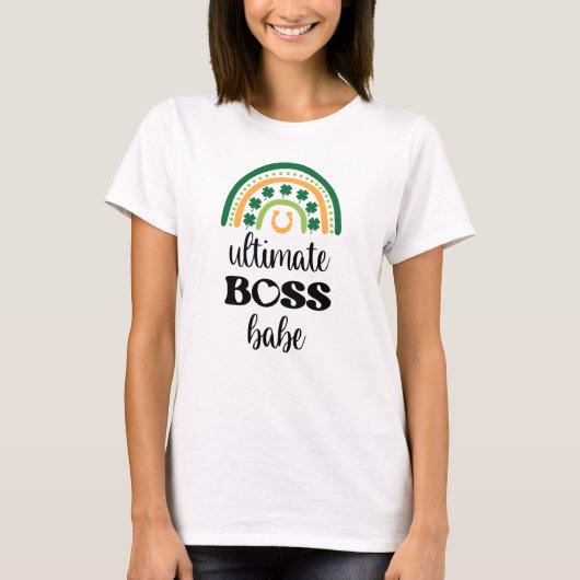 St Patrick's Day Irish Ultimate Boss Babe Rainbow T-shirt (Voorkant)
