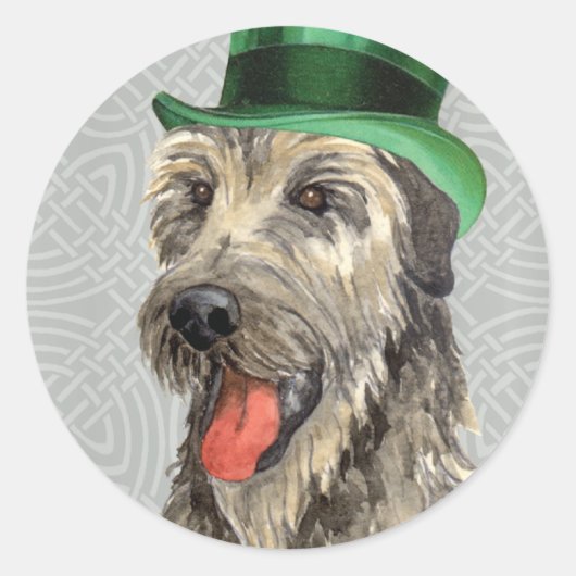 St. Patrick's Day Irish Wolfhound Ronde Sticker (Voorkant)