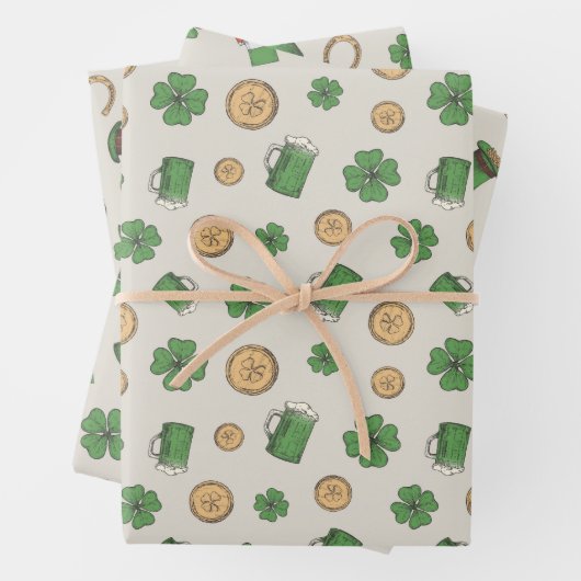 St. Patrick's Day Irish Wrapping Paper set of 3 (In situ)