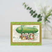 St Patrick's Day Irish Zeppelin Shamrocks Glitter Briefkaart (Staand voorkant)