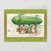 St Patrick's Day Irish Zeppelin Shamrocks Glitter Briefkaart (Voorkant)