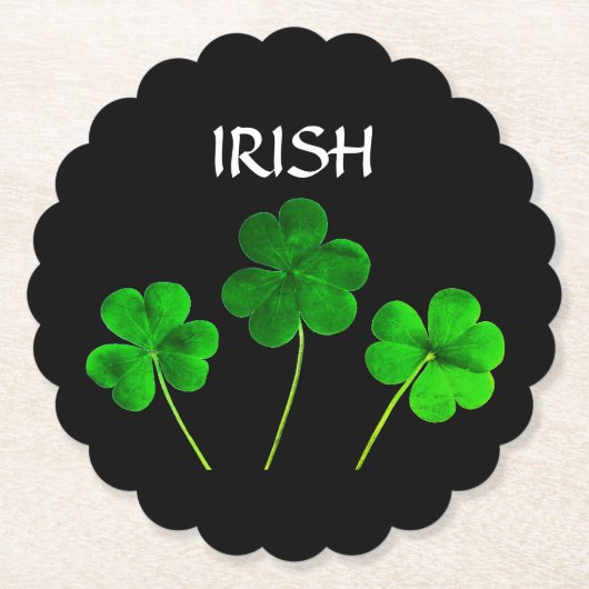 St Patrick's Day Iriss Shamrock Leaves Green 2021 Kartonnen Onderzetters (Voorkant)