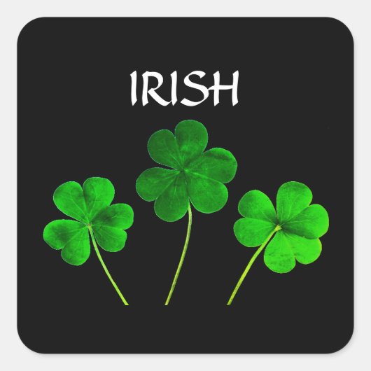 St Patrick's Day Iriss Shamrock Leaves Green 2021 Vierkante Sticker (Voorkant)