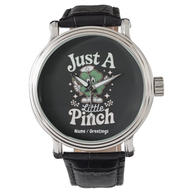 St Patrick's Day "Just a Little Pinch" Grappige Ve Horloge (Voorkant)