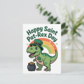 St. Patrick's Day kaart Cute Dino (Staand voorkant)