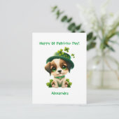 St. Patricks Day-kaart met Cute Leprechaun Dog Briefkaart (Staand voorkant)
