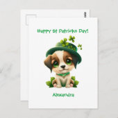 St. Patricks Day-kaart met Cute Leprechaun Dog Briefkaart (Voorkant / Achterkant)