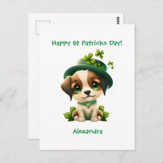 St. Patricks Day-kaart met Cute Leprechaun Dog Briefkaart (Voorkant / Achterkant)