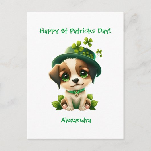 St. Patricks Day-kaart met Cute Leprechaun Dog Briefkaart (Voorkant)