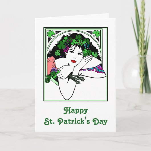 St. Patrick's Day Kaart met  dame (Voorkant)