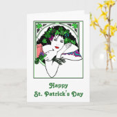 St. Patrick's Day Kaart met  dame (Gele Bloem)
