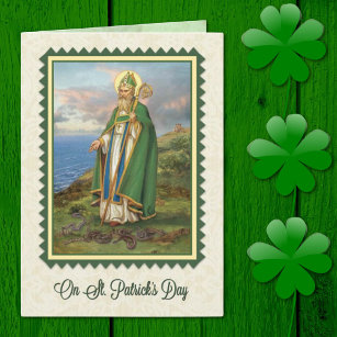 St. Patrick's Day Kaart met gebed en vers binnenin