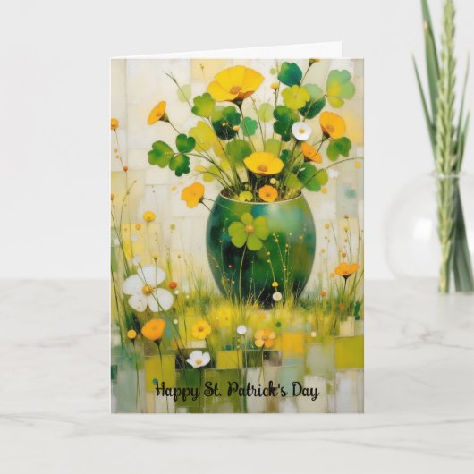 St. Patrick's Day kaart met groene vaas (Voorkant)