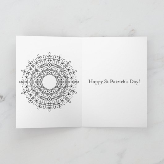 St Patrick's Day Kaart met Ierse zegen op groen (Binnen)
