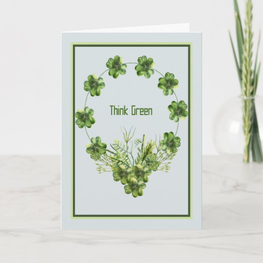 St. Patrick's Day Kaart met Shamrock Wreath (Voorkant)