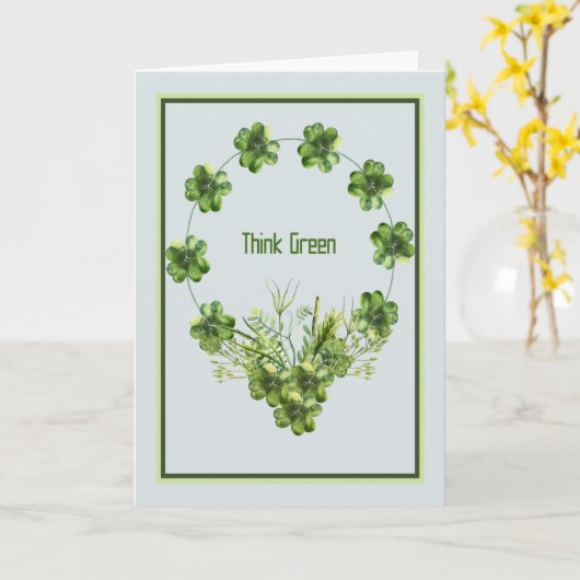 St. Patrick's Day Kaart met Shamrock Wreath (Gele Bloem)