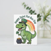 St. Patrick's Day Kaart Pat Rex Dino (Staand voorkant)