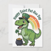 St. Patrick's Day Kaart Pat Rex Dino (Voorkant)