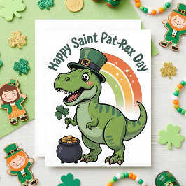 St. Patrick's Day Kaart Pat Rex Dino