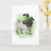 St Patricks Day Kaart Pug Dog Leprechaun (Gele Bloem)