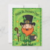 St. Patrick's Day Kaart Schattige Leprechaun (Voorkant)