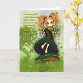 St. Patrick's Day Kaart - Shamrock Irish Fairy (Gele Bloem)