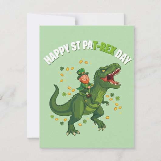 St. Patrick's Day kaart voor jongens Dinosaur (Voorkant)
