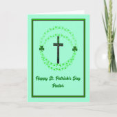 St. Patrick's Day Kaart voor pastor met Cross (Voorkant)