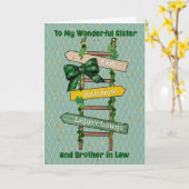 St. Patricks Day Kaart voor zuster & broer in Law (Gele Bloem)