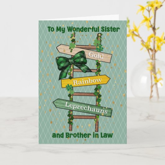 St. Patricks Day Kaart voor zuster & broer in Law (Gele Bloem)