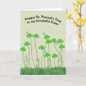 St. Patrick's Day Kaart voor zuster met Shamrocks (Gele Bloem)