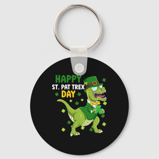 St Patricks Day Kabouter Dinosaur Dinosaurus Geluk Sleutelhanger (Voorkant)