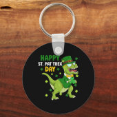 St Patricks Day Kabouter Dinosaur Dinosaurus Geluk Sleutelhanger (Voorkant)