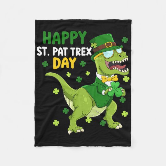 St Patricks Day Kabouter Dinosaurus Dino Gelukkige Fleece Deken (Voorkant)