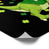 St Patricks Day Kabouter Dinosaurus Dino Gelukkige Poster (Hoek)