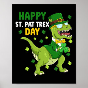 St Patricks Day Kabouter Dinosaurus Dino Gelukkige Poster