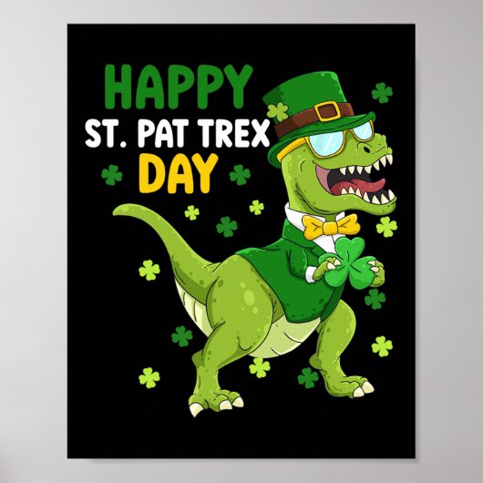 St Patricks Day Kabouter Dinosaurus Dino Gelukkige Poster (Voorkant)