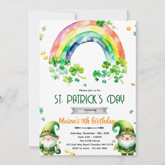 St. Patrick's Day kabouter feest uitnodiging (Voorkant)