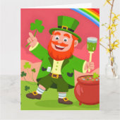 St. Patrick's Day Kabouter Illustratie Kaart (Gele Bloem)
