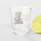 St. Patrick's Day Kabouter Illustratie met Klaver Shot Glas (Achterkant)